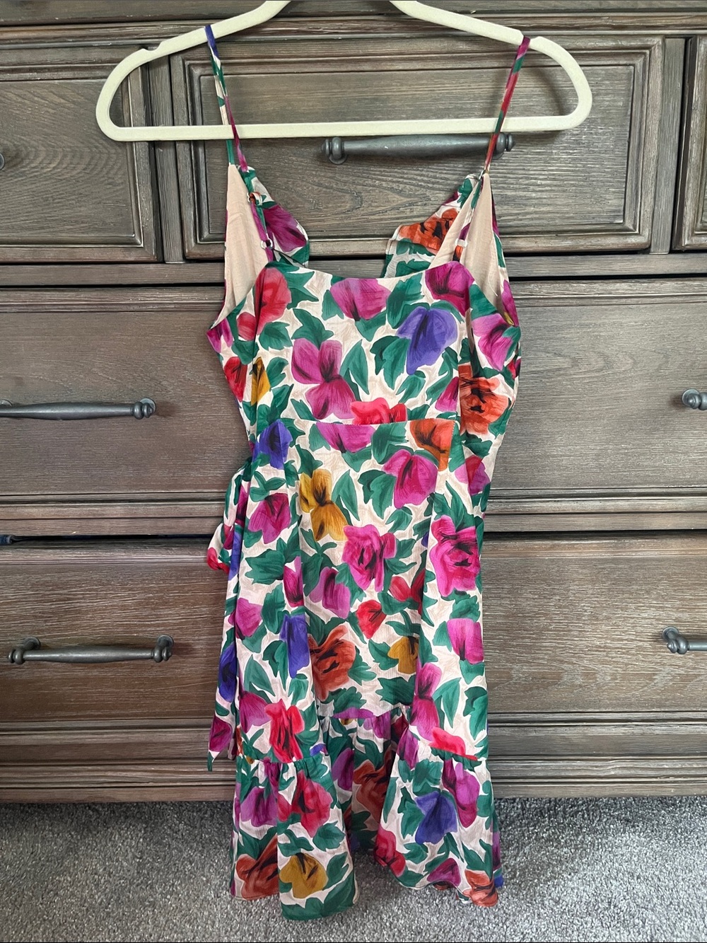 Topshop Floral Wrap Mini Dress in Pink, Purple, Green, yellow - Picture 3 of 3